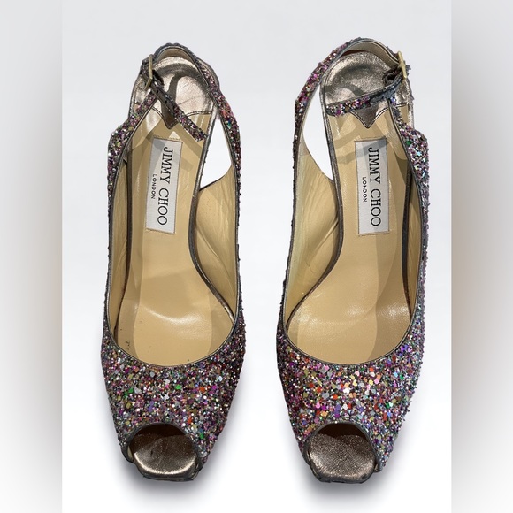 Jimmy Choo Peep Toe, Strap Heel Sz. 38.5, Runs Small - Picture 2 of 6